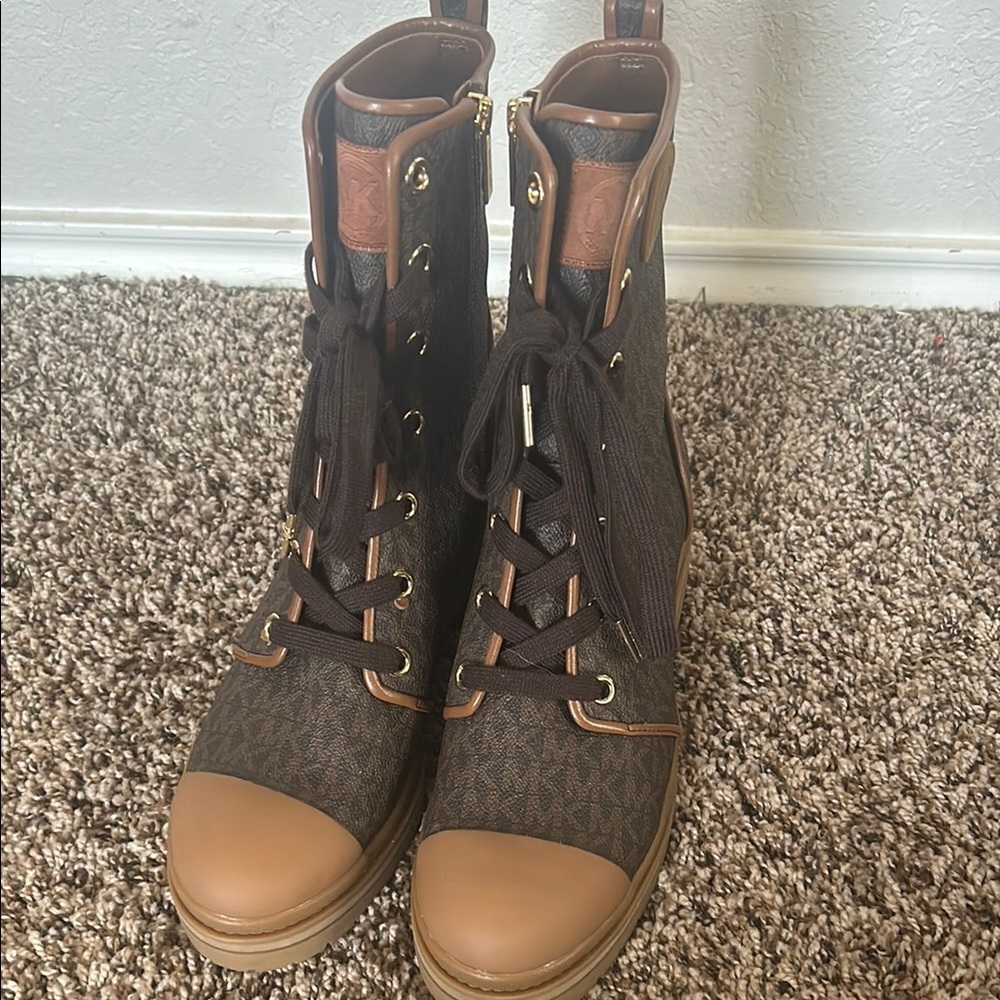 Michael Kors Brown Combat Boots with Sturdy Design